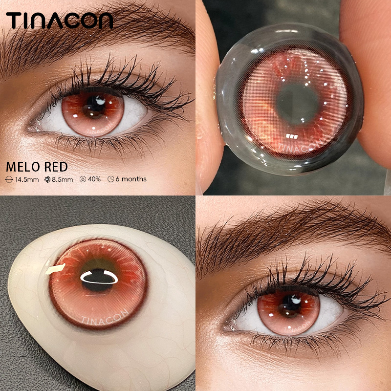 【TiNACON】Melo Red 14.5mm 6 months Watery Soft Contact Lens 2024 New Arrival