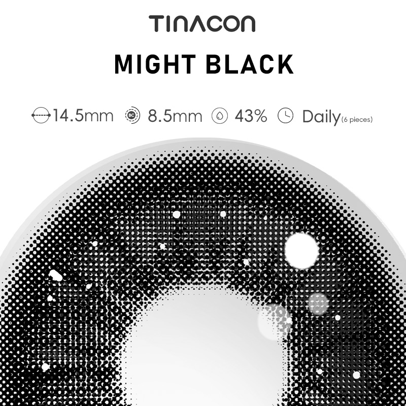 【TiNACON】Might Black 14.5mm Daily Watery Soft Contact Lens 2024 New Arrival