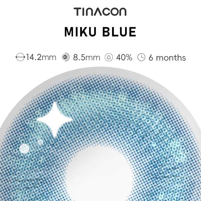 【TiNACON】Miku Blue 14.2mm 6 months Watery Soft Contact Lens 2024 New Arrival