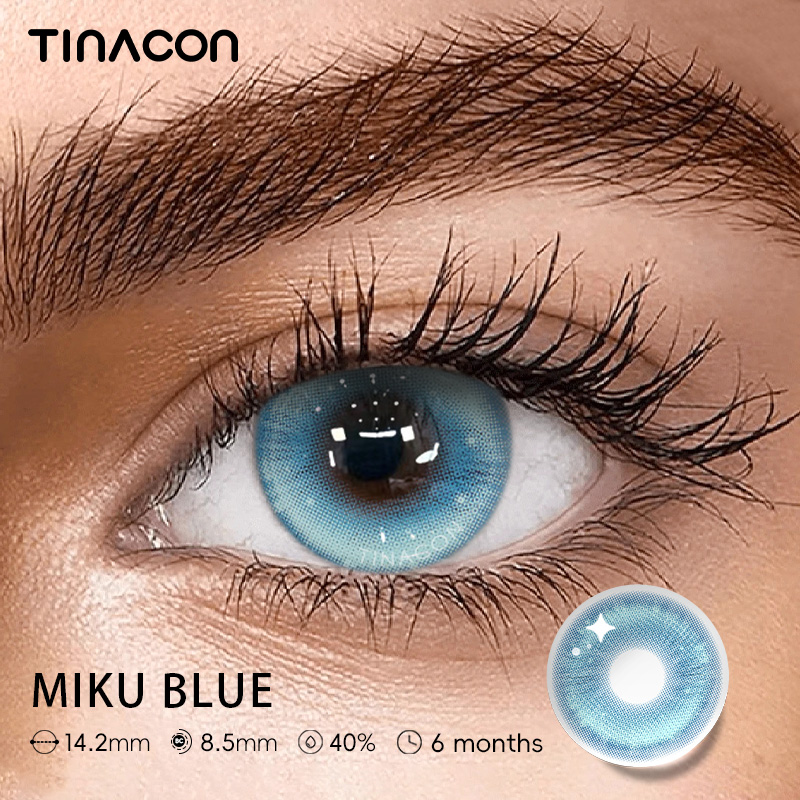 【TiNACON】Miku Blue 14.2mm 6 months Watery Soft Contact Lens 2024 New Arrival