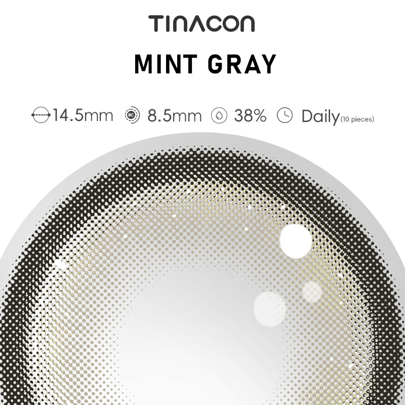 【TiNACON】Mint Gray 14.5mm Daily Watery Soft Contact Lens 2024 New Arrival