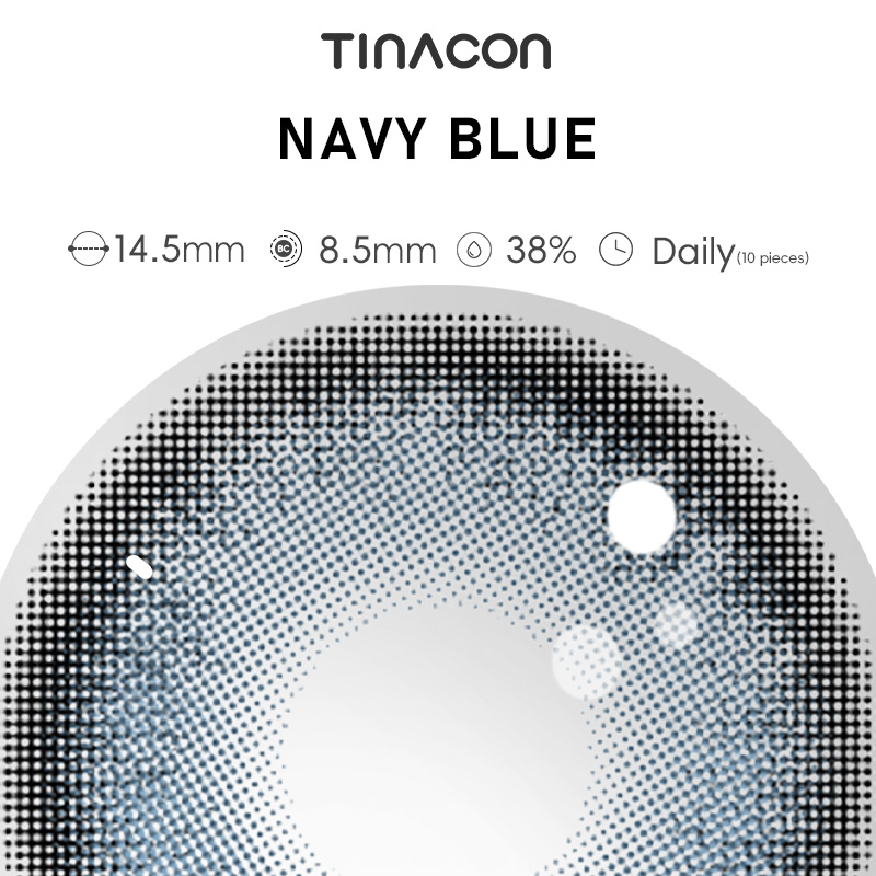 【TiNACON】Navy Blue 14.5mm Daily Watery Soft Contact Lens 2024 New Arrival