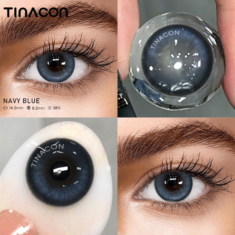 【TiNACON】Navy Blue 14.5mm Daily Watery Soft Contact Lens 2024 New Arrival