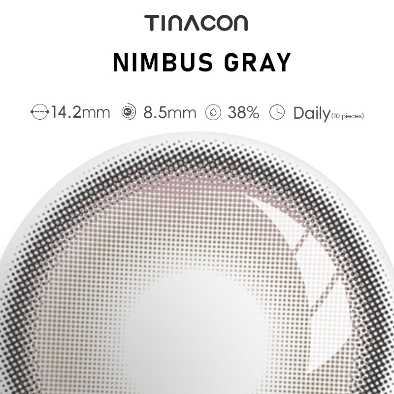 【TiNACON】Nimbus Gray 14.2mm Daily Watery Soft Contact Lens 2024 New Arrival