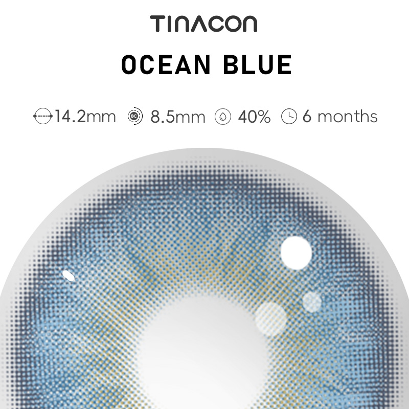 【TiNACON】Ocean Blue 14.2mm 6 Months Natural Watery Soft Contact Lens