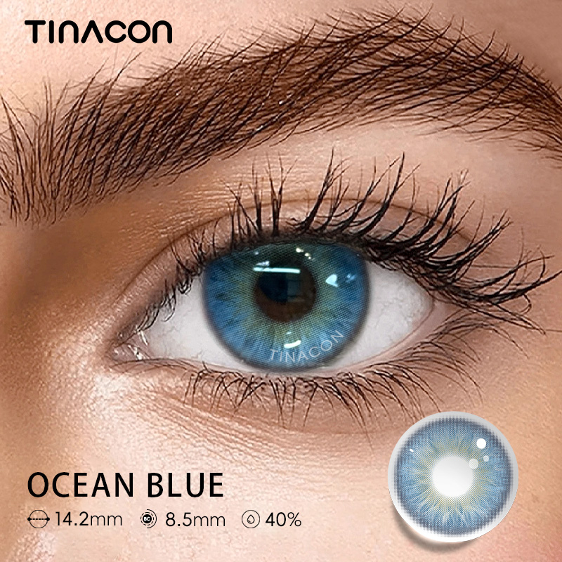 【TiNACON】Ocean Blue 14.2mm 6 Months Natural Watery Soft Contact Lens 2024 New Arrival