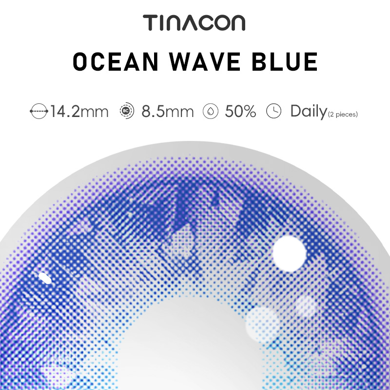 【TiNACON】Ocean Wave Blue Cosplay 14.2mm Daily Watery 2 Pieces Contact Lens 