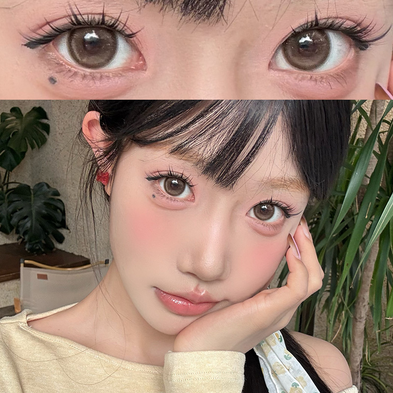 【TiNACON】Cookie Brown 14.5mm 6 months Watery Soft Contact Lens 