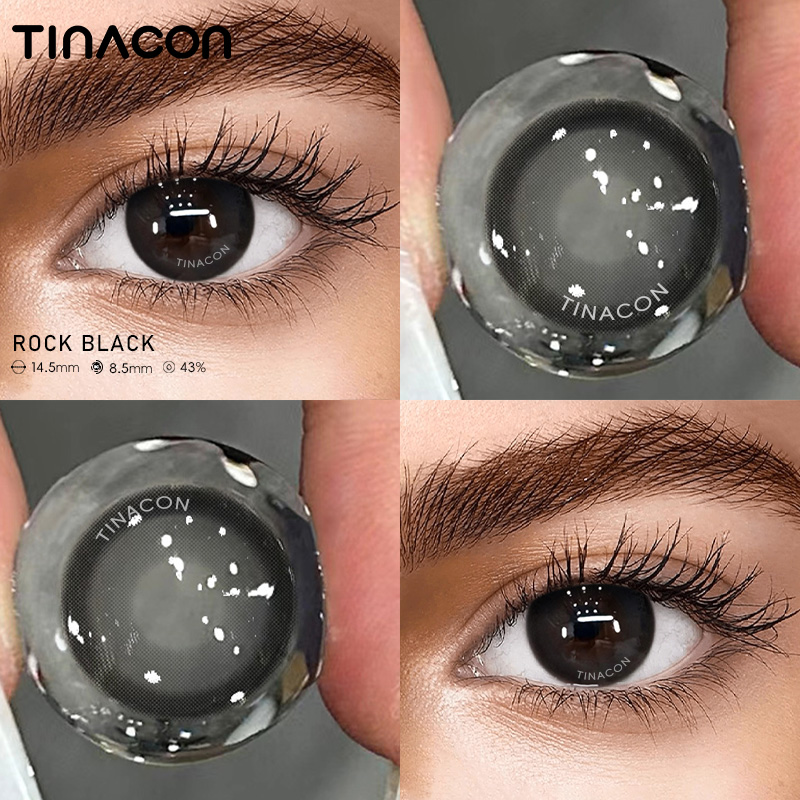 【TiNACON】Rock Black 14.5mm Daily Watery Soft Contact Lens 2024 New Arrival