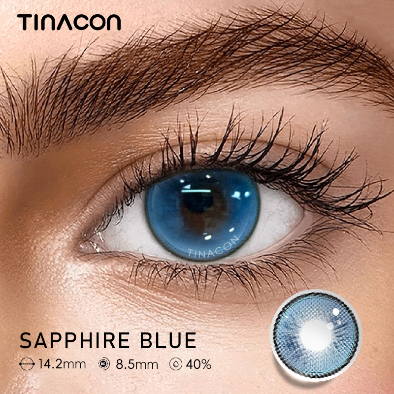 【TiNACON】Sapphire Blue 14.2mm 6 Months Natural Watery Soft Contact Lens 2024 New Arrival