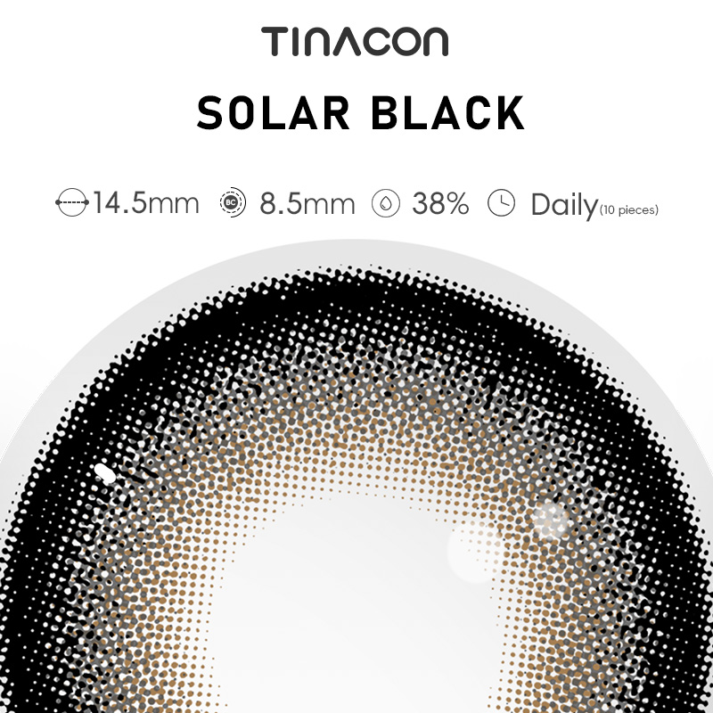 【TiNACON】Solar Black 14.5mm Daily Watery Soft Contact Lens 2024 New Arrival