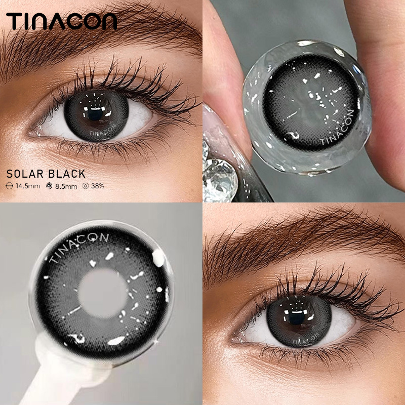 【TiNACON】Solar Black 14.5mm Daily Watery Soft Contact Lens 2024 New Arrival