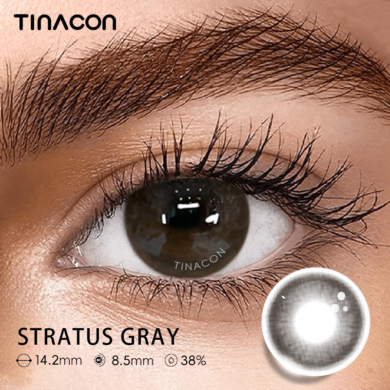 【TiNACON】Stratus Gray 14.2mm Daily Watery Soft Contact Lens 2024 New Arrival