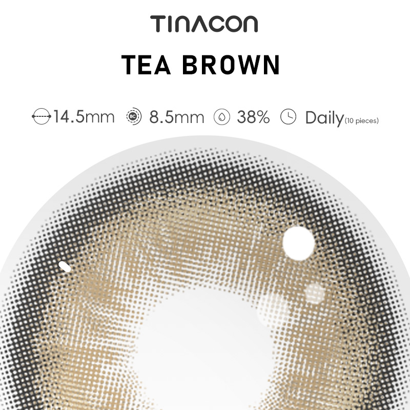 【TiNACON】Tea Brown 14.5mm Daily Watery Soft Contact Lens 2024 New Arrival