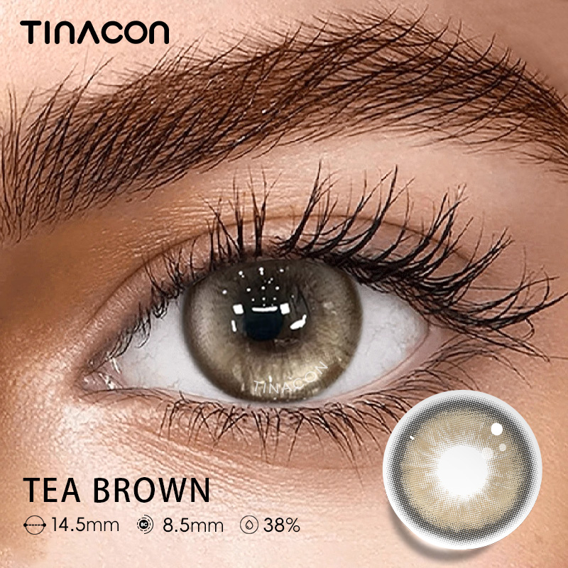 【TiNACON】Tea Brown 14.5mm Daily Watery Soft Contact Lens 2024 New Arrival
