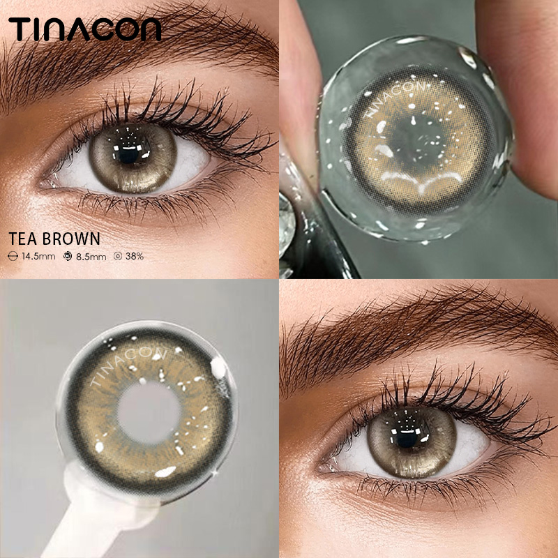 【TiNACON】Tea Brown 14.5mm Daily Watery Soft Contact Lens 2024 New Arrival