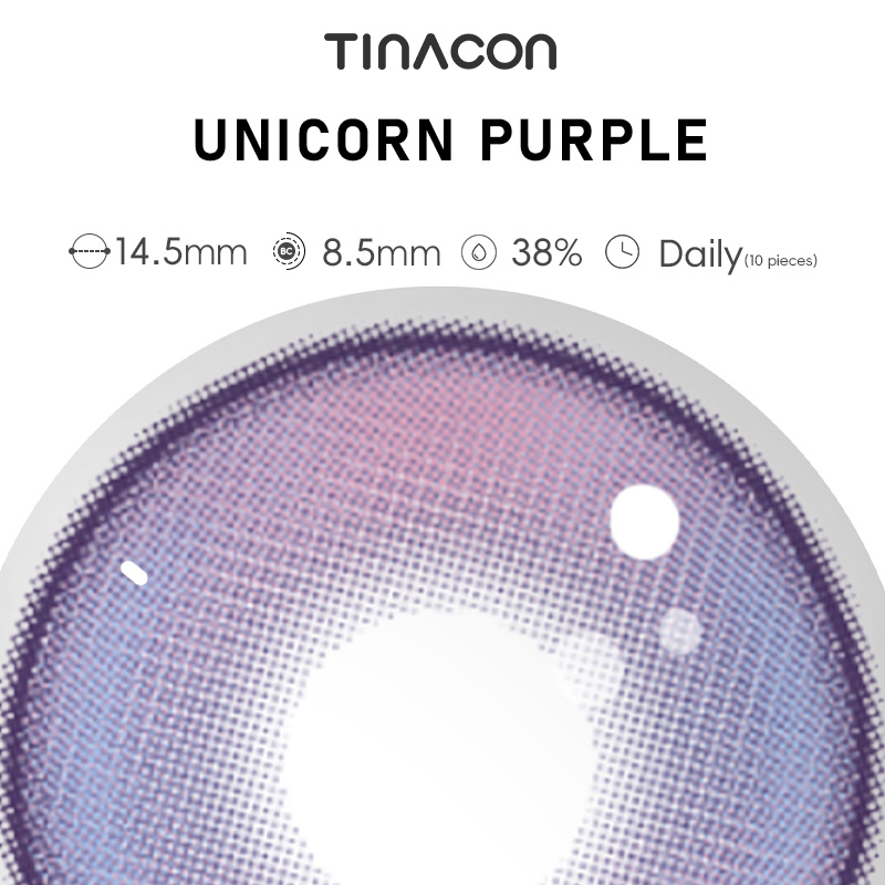 【TiNACON】Unicorn Purple 14.2mm Daily Watery Soft Contact Lens 2024 New Arrival
