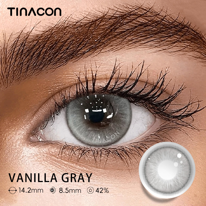 【TiNACON】Vanilla Gray 14.2mm Daily Watery Soft Contact Lens 2024 New Arrival