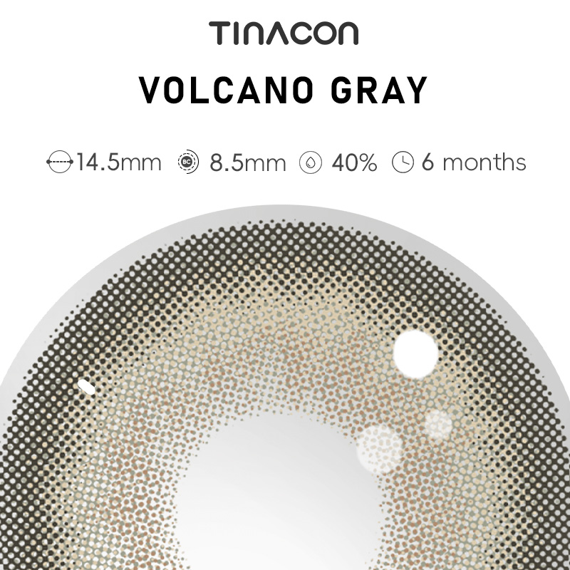 【TiNACON】Volcano Gray 14.5mm 6 Months Natural Watery Soft Contact Lens