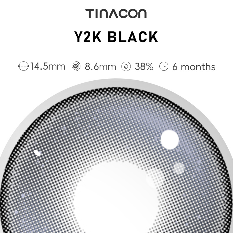 【TiNACON】Y2K Black 14.5mm 6 Months Natural Watery Soft Contact Lens 2024 New Arrival
