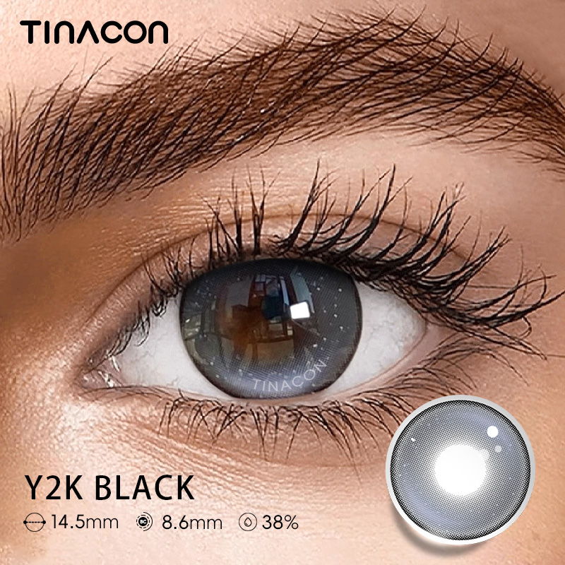 【TiNACON】Y2K Black 14.5mm 6 Months Natural Watery Soft Contact Lens 2024 New Arrival