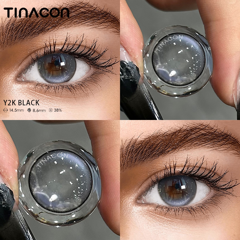 【TiNACON】Y2K Black 14.5mm 6 Months Natural Watery Soft Contact Lens 2024 New Arrival