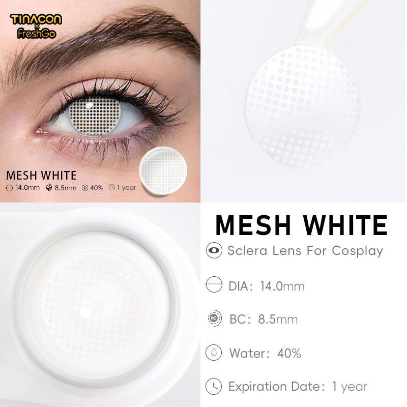 【TiNACON x Freshgo】Mesh White 14.0mm Yearly Watery Cosplay Contact Lens 2024 New Arrival