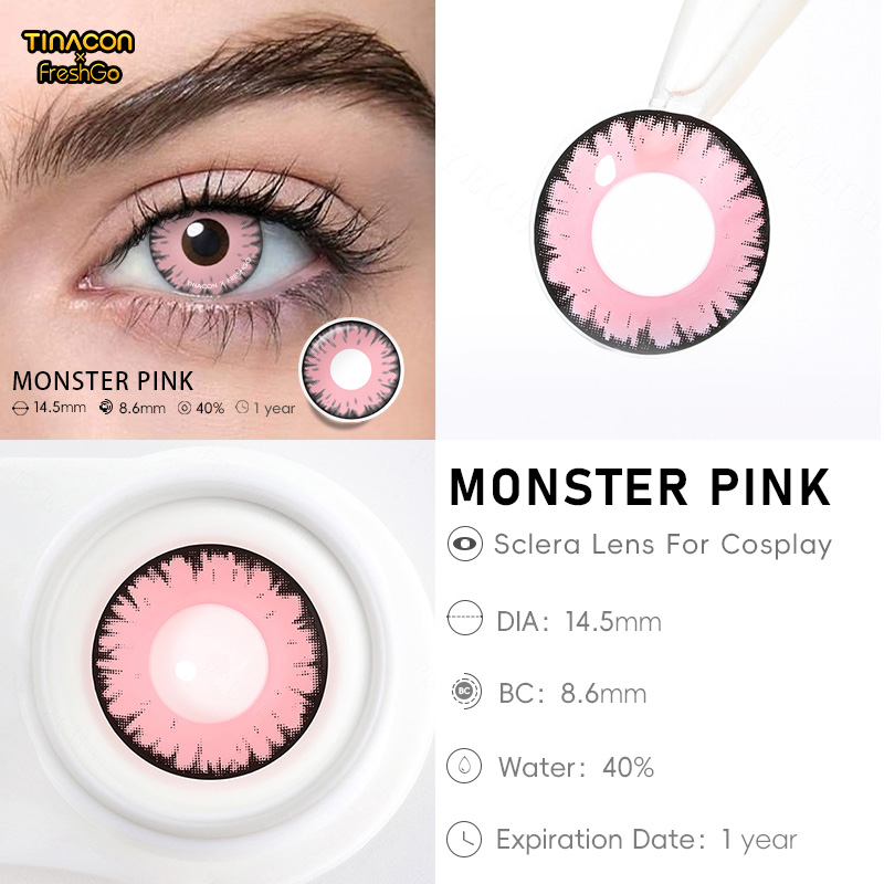 【TiNACON x Freshgo】Monster Pink  14.5mm Yearly Watery Cosplay Contact Lens 2024 New Arrival
