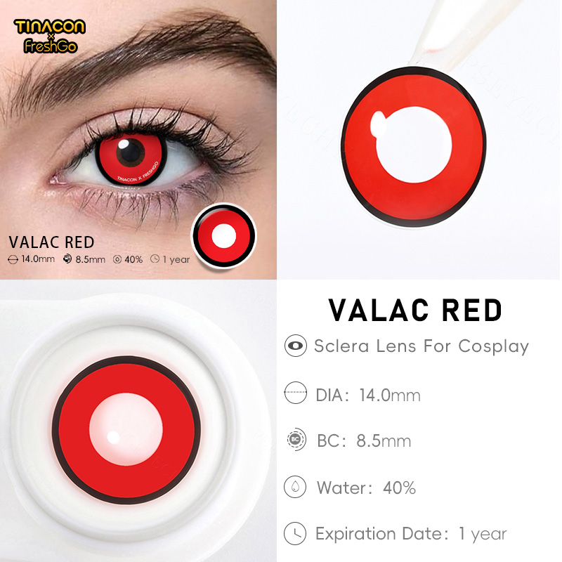 【TiNACON x Freshgo】Valac Red 14.0mm Yearly Watery Cosplay Contact Lens 2024 New Arrival
