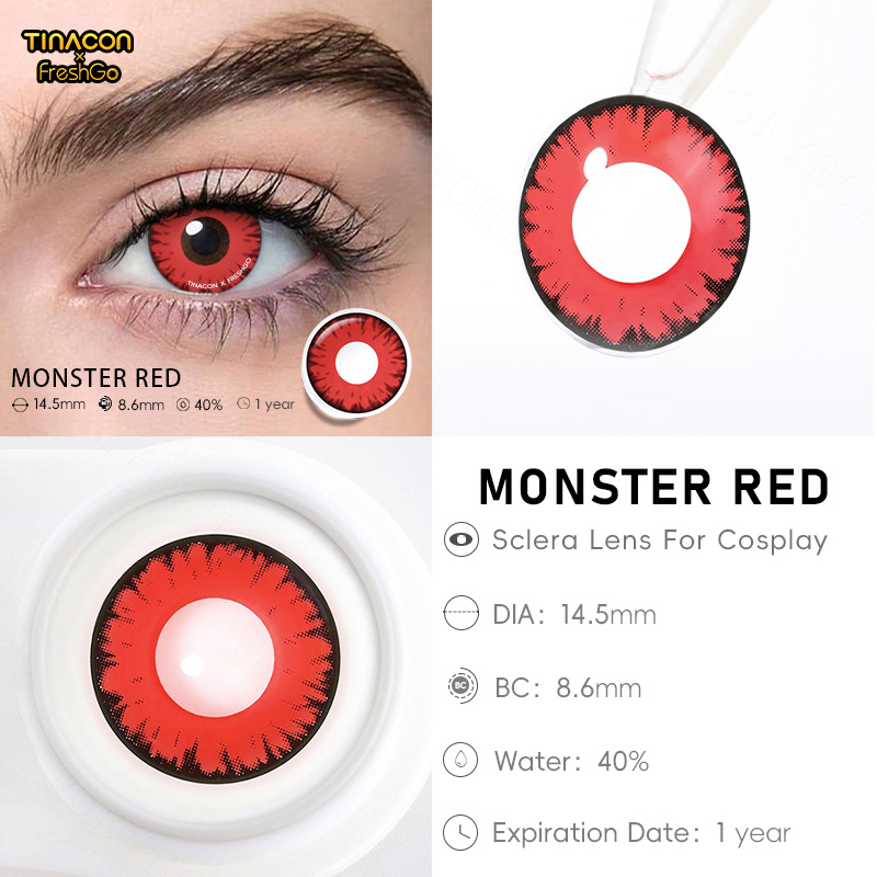 【TiNACON x Freshgo】Monster Red 14.5mm Yearly Watery Cosplay Contact Lens 2024 New Arrival