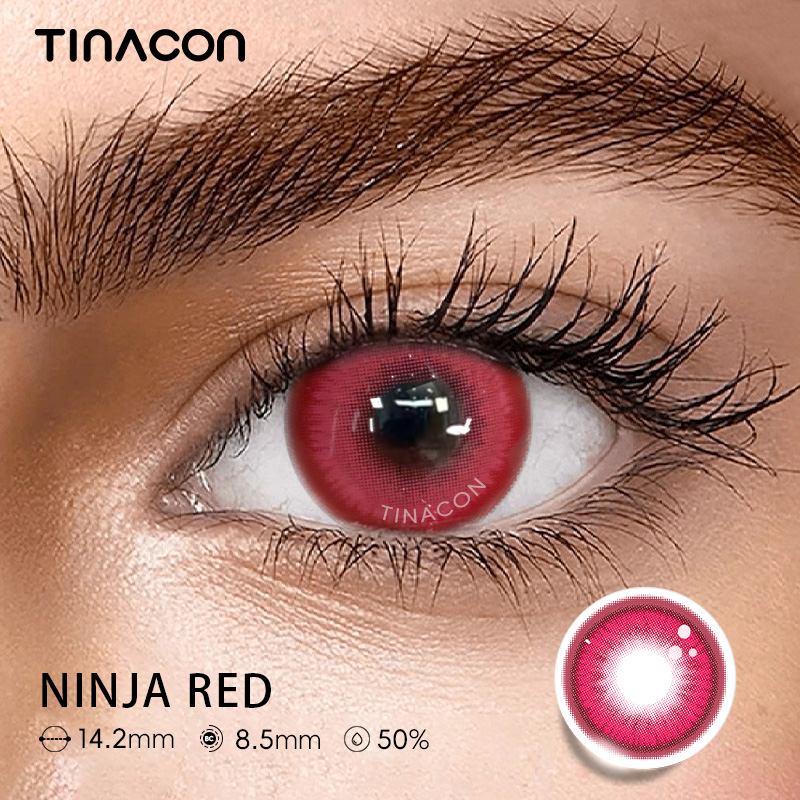 【Tinacon】Ninja Red 14.2mm Daily Watery Cosplay Contact Lens 2 Pieces 2024 New Arrival