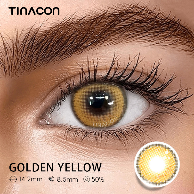 【Tinacon】Golden Yellow 14.2mm Daily Watery Contact Lens 2024 New Arrival