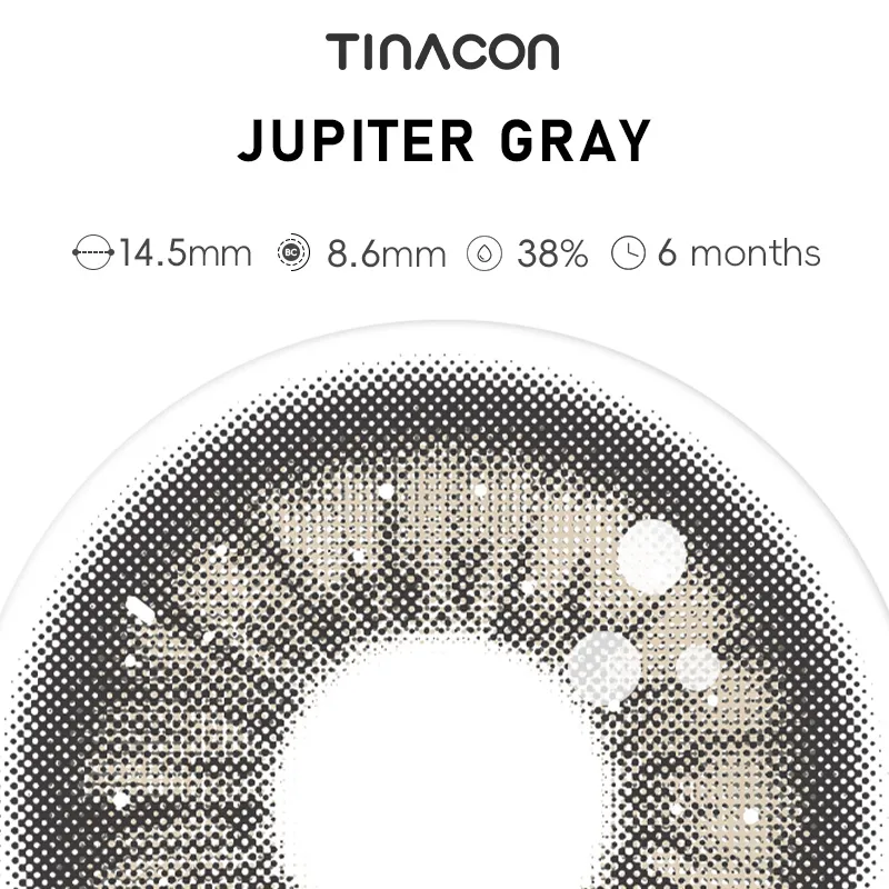 【TiNACON】Jupiter Gray 14.5mm 6 months Watery Soft Contact Lens 2024 New Arrival