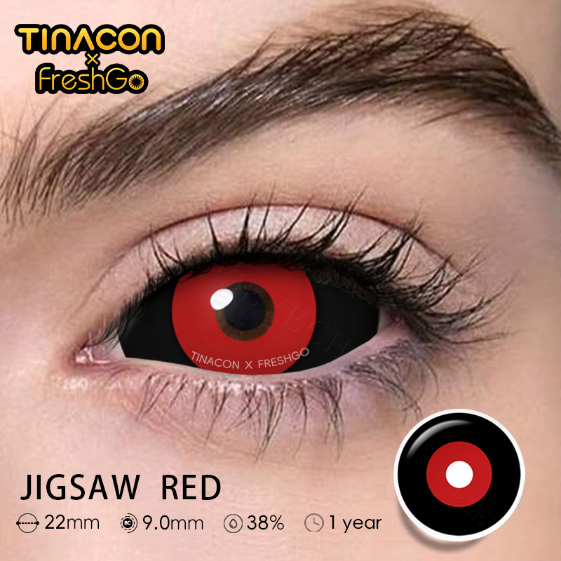 【TiNACON x Freshgo】 Jigsaw Red 22.0mm Yearly Watery Cosplay Contact Lens 2024 New Arrival