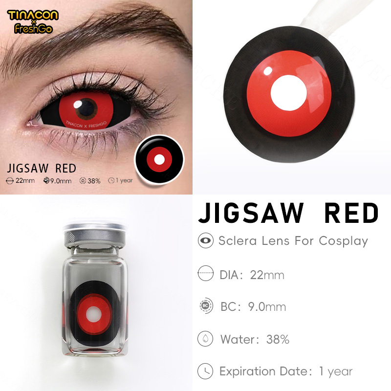 【TiNACON x Freshgo】 Jigsaw Red 22.0mm Yearly Watery Cosplay Contact Lens 2024 New Arrival
