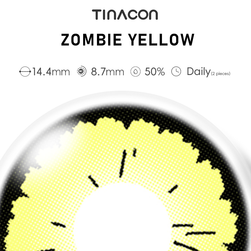【TiNACON】Zombie Yellow 14.4mm Daily Watery Contact Lens 