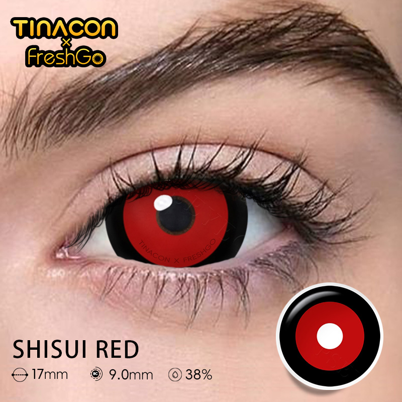 【TiNACON x Freshgo】Shisui Red 17.0mm Enlarge Halloween Special Sclera Yearly Watery Soft Contact Lens Cosplay 2024 New Arrival