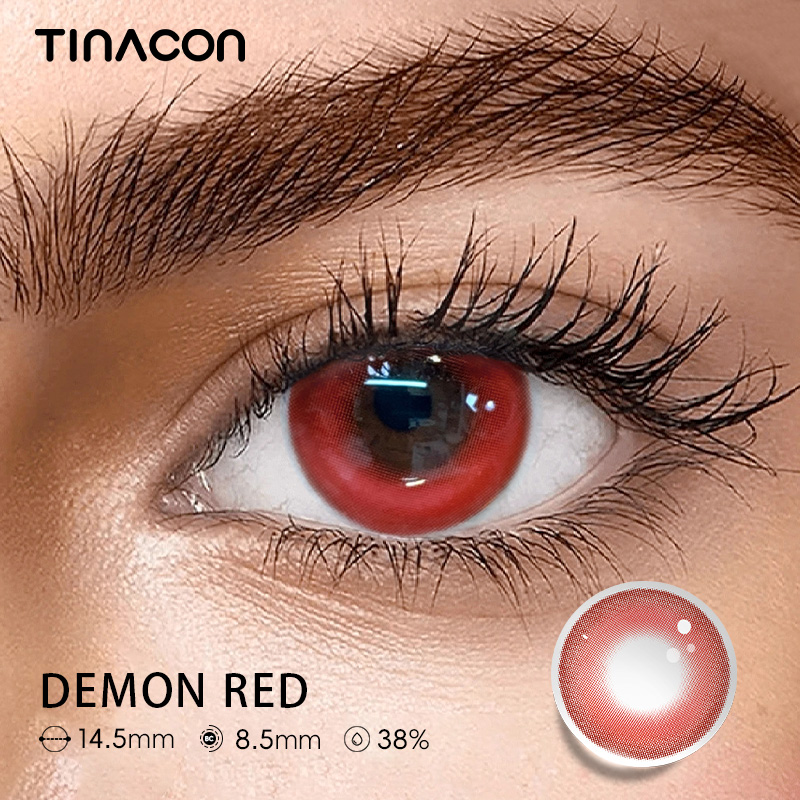 【Tinacon】Demon Red 14.5mm Daily Watery Cosplay Contact Lens 10 Pieces 2024 New Arrival