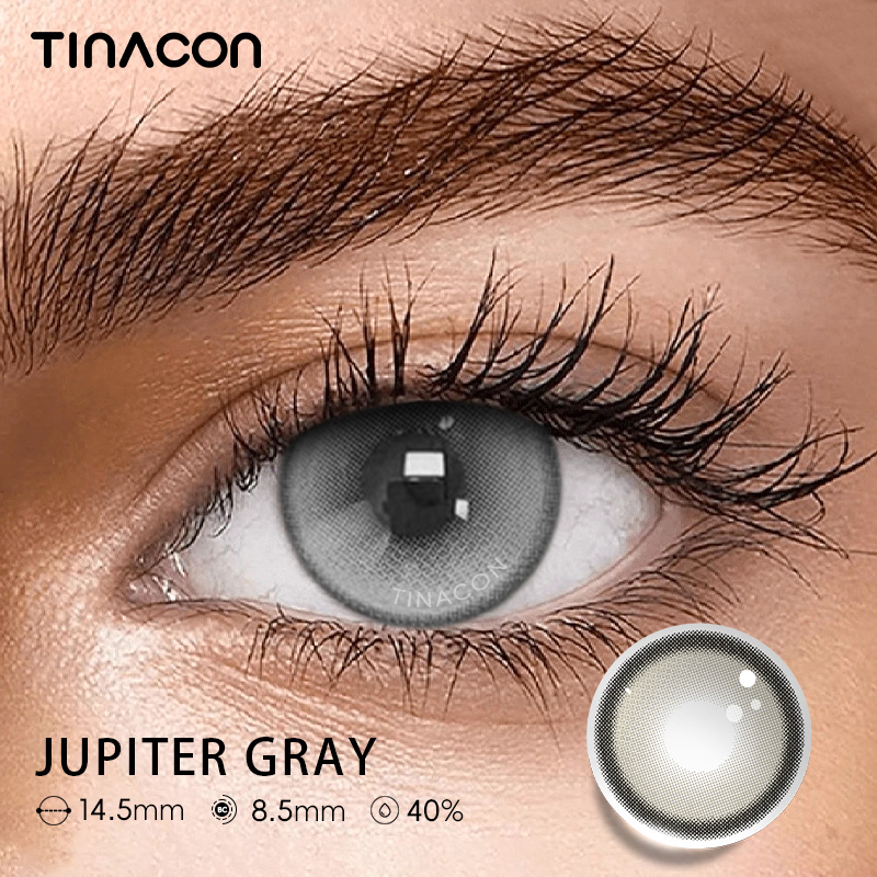 【TiNACON】Jupiter Gray  14.5mm 6 Months Natural Watery Soft Contact Lens 2024 New Arrival