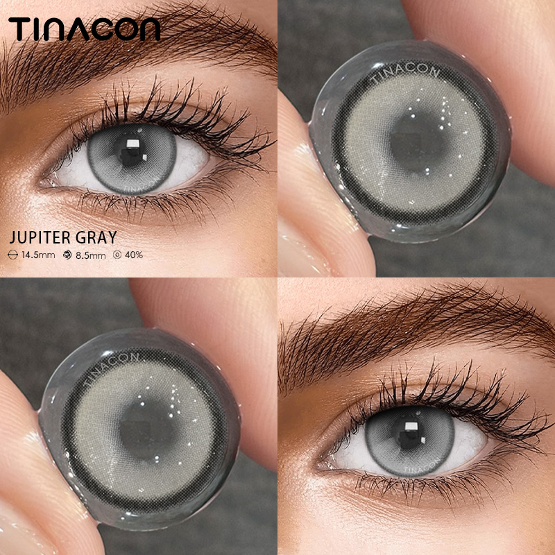 【TiNACON】Jupiter Gray  14.5mm 6 Months Natural Watery Soft Contact Lens 2024 New Arrival