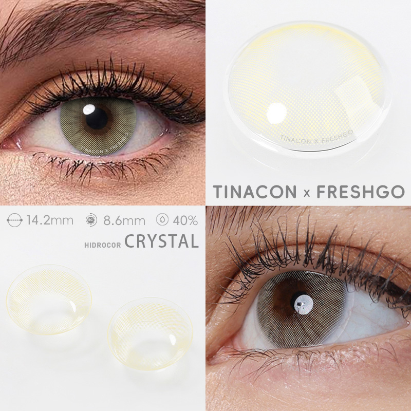 【US Fast Send】Freshgo Hidrocor Crystal  14.2mm  Yearly Natural Watery Soft Colored Contact Lens