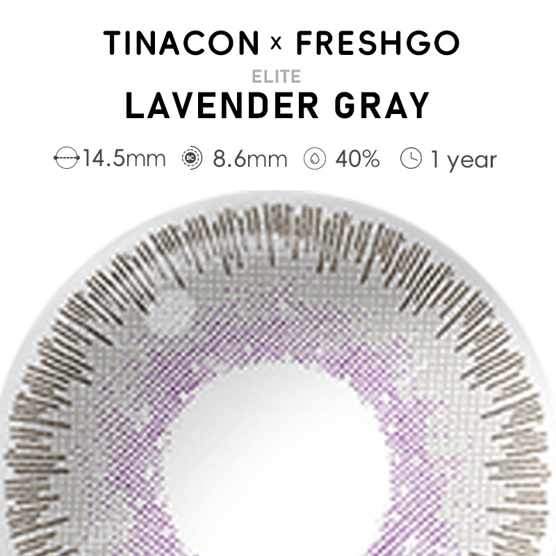 【US Fast Send】Freshgo Elite Lavender Gray 14.5mm Yearly Natural Watery Soft Colored Contact Lens