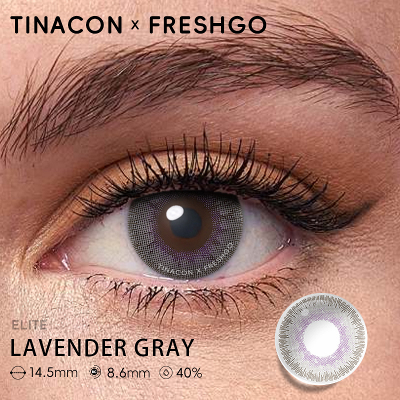 【US Fast Send】Freshgo Elite Lavender Gray 14.5mm Yearly Natural Watery Soft Colored Contact Lens