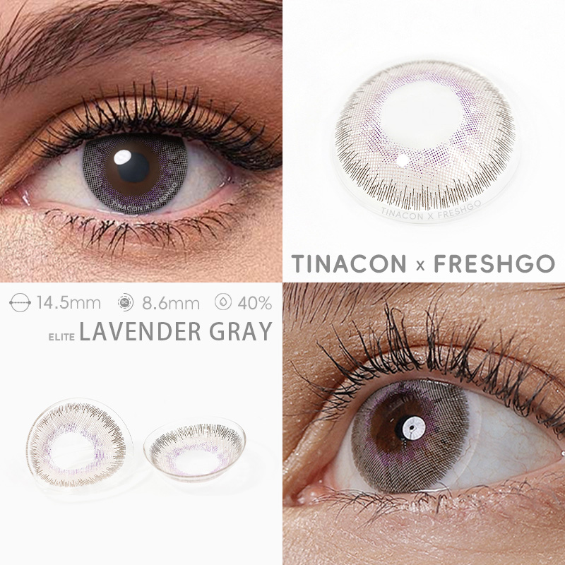 【US Fast Send】Freshgo Elite Lavender Gray 14.5mm Yearly Natural Watery Soft Colored Contact Lens