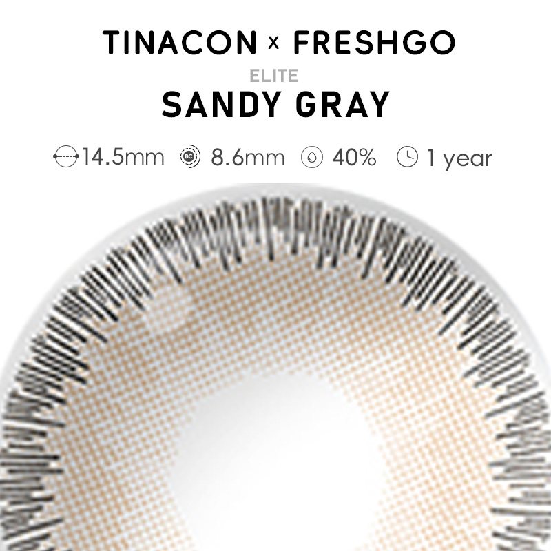 【US Fast Send】Freshgo Sandy Gray 14.5mm Yearly Natural Watery Soft Colored Contact Lens