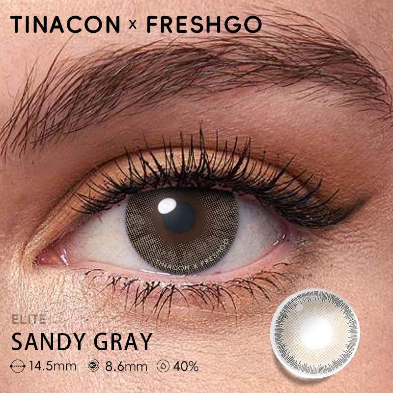 【US Fast Send】Freshgo Sandy Gray 14.5mm Yearly Natural Watery Soft Colored Contact Lens