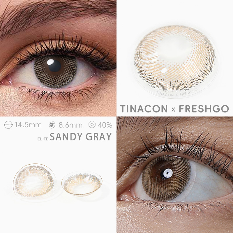 【US Fast Send】Freshgo Sandy Gray 14.5mm Yearly Natural Watery Soft Colored Contact Lens