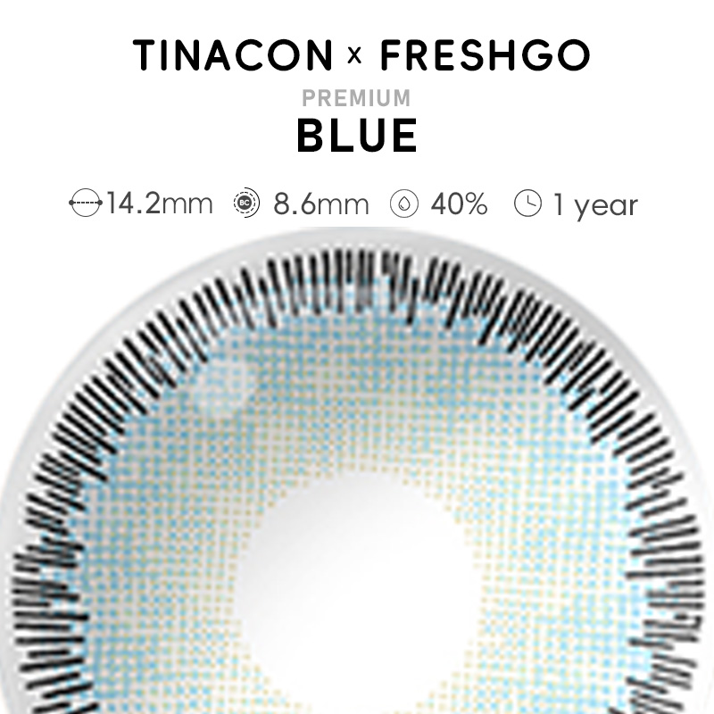 【US Fast Send】Freshgo Premium Blue 14.2mm Yearly Natural Watery Soft Colored Contact Lens