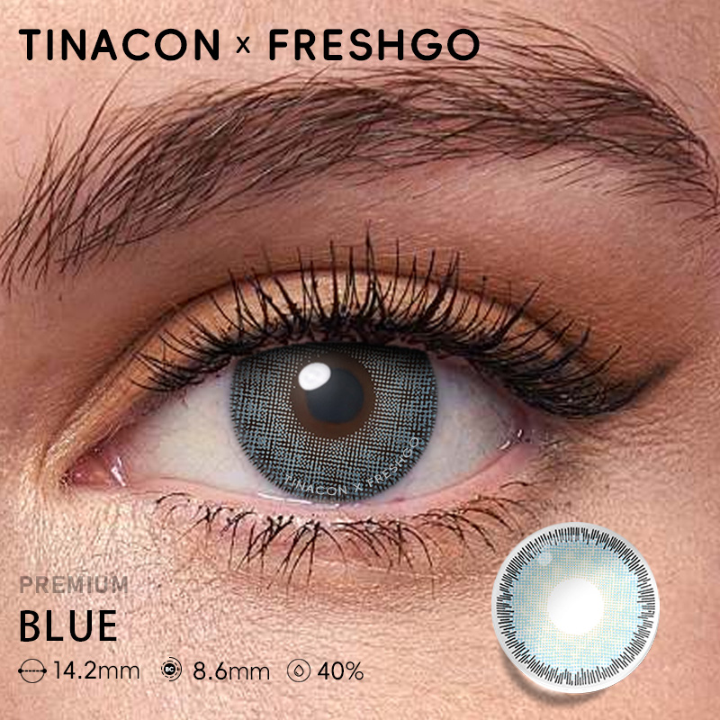 【US Fast Send】Freshgo Premium Blue 14.2mm Yearly Natural Watery Soft Colored Contact Lens