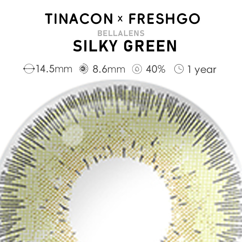 【US Fast Send】Freshgo Bellalens Silky Green 14.5mm Yearly Natural Watery Soft Colored Contact Lens